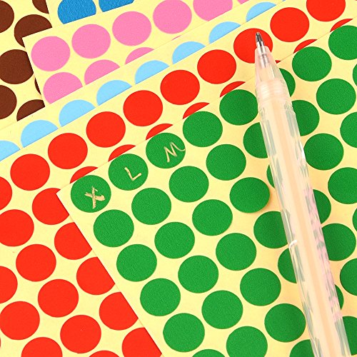 KUUQA 10 Hoja Punto de codificaci  n autoadhesivo Map Label Pegatinas Codificaci  n de etiquetas Ronda de 10mm Combinaci  n de 10 colores  1650 Puntos 