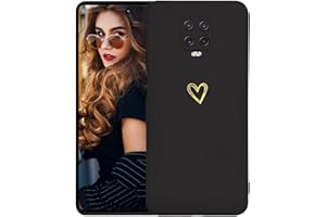 Kaywzo Funda para Xiaomi Redmi Note 9S/9 Pro,Carcasa de Suave Silicona con Patrón del Corazón,Diseño Minimalista,Ultradelgado Lindo Mujeres Phone Case Cover,Negro