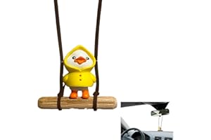 ihohi Duck Swing Car Ornament, 1pc Fun Hanging Cute Hand Painted Duck Figurine Decor Gifts for Car Rear View Mirror Auto Interior Decoration and Home Decoration Accessories