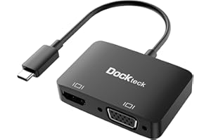 Dockteck USB C zu VGA HDMI 4K 60Hz Adapter Monitor Verbinder - 2 in 1 Splitter Adapter mit 4K 60Hz HDMI und 1080P VGA, für MacBook Pro/Air M1, iPad Pro/Air/Mini 6, Dell Xps 13/15