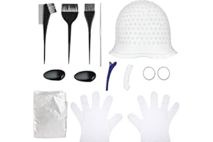 BIPL Silikon Strähnchenhaube Set, Strähnchenhaube mit Nadel und Löchern, Wiederverwendbar Strähnenhaube, Weich Elastisch Stränchen Haube, mit 7 Haarfärbewerkzeuge für Home Friseursalon Frisur Design