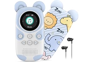 RUIZU Reproductor MP3 Bluetooth 5.0, 16GB de música con Altavoces HD incorporados, portátil Deportes MP3 Player Radio FM Niños Lindo Panda Reloj Despertador podómetro Grabadora