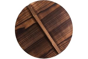 Natural Wooden Wok lid,URMAGIC Japanese Style Natural Wooden Pot Cover with Large Handle,35/38cm Iron Pot Cover,Anti-Hot Anti-Spillover Pan Lid,Pot Cover,Kitchen Tool
