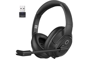EKSA H6 Auriculares Inalámbricos Bluetooth con Micrófono,Over-Ear Cascos Inalámbricos Bluetooth, 55 Hrs de Reproducción, Compartible Skype, Teléfono,Centros de Llamadas, Cursos Online
