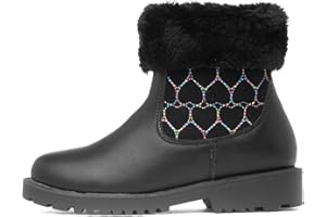 Walkright Cecily Girls Black Faux Fur Ankle Boot
