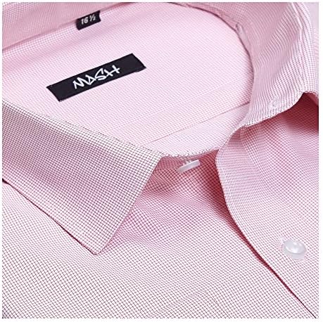 Men's Formal Long Sleeve Shirts - Casual Shirts/Dress Shirts - PINK- Micro Checked Shirts -15.5