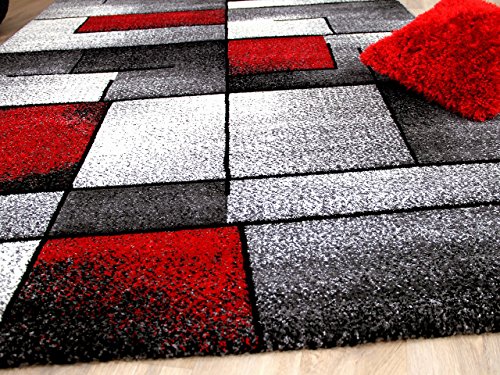 Designer Teppich Brilliant Rot Grau Fantasy in 5 Größen - 3