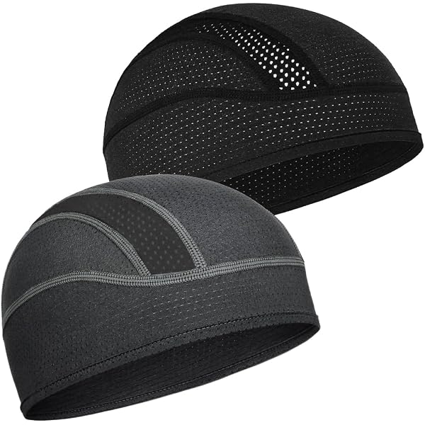 JUGUTA Lot De 2 Bonnets Sous Casque Moto Cyclisme - Doublure Respirante Noire Et Grise - Taille Unique
