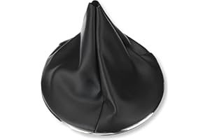 AMPSTORE Cuffia e Ghiera Cromata Leva Cambio Nera Ecopelle Compatibile con Fiat 500 e 500C dal 2007 al 2015