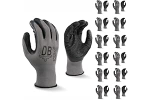 Durabull Latex Coated Work Gloves - Heavy Duty Protective Gloves For Builders, Garden & Working. Secure Fit With Anti Slip Grip. (Grey, 8 (M))