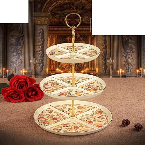 skjfig three-tier dessert tray European-style two-tier cake stand English afternoon tea ceramic fruit bowl-B