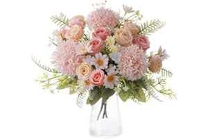 KIRIFLY Kunstblumen wie echt Künstliche Blumen Deko Rose Seidenblumen Hortensien Blumenarrangements Hochzeit Blumenstrauß 3 Packungen(Rosa)