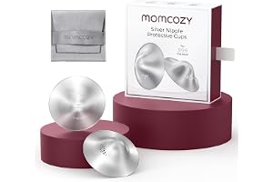 Momcozy 999 Silver Amningssköldar, Original Design med Hål för Andningsförmåga, Nödvändiga Bröstvårtskydd för Amning, Metallskydd för Bröstvårtor till Spädbarn, Storlek XXL (55 mm)