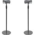 OUUTMEE Speaker Stand Pair, Adjustable Telescoping Height from 75 to 140CM with Cable Management Floor Speaker Stand Holds Satellite Speakers & Bookshelf Speaker up -Black（2-piece set）
