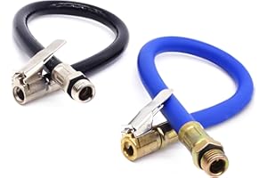 SCDZY 2 Stück Reifenfüller Schlauch, 12.5mm Ventilverlängerung Autoventil Adapter Schlauch Reifenfüllschlauch Ersatzschlauch für Luftpumpe (Schwarz+Blau)