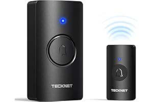 TECKNET Campanello Senza Fili a Batteria, Set di Campanelli Impermeabile IP67 con Portata Wireless di 400 metri, 5 Livelli di Volume e 60 Rintocchi con Durata Della Batteria di 4,5 anni, per Casa