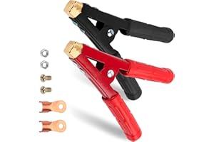 JatilEr 1000A Krokodilklemmen Groß, 16CM Batterieklemmen für Autobatterie, Batterie Ladegerät Klemmen Reines Kupfer, Isoliert Starterkabel Klemmen mit Isoliermantel für Batterie Kabel 16-35mm