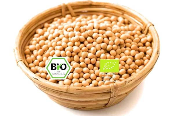 HeldenPilz Ekologiska sojahalvor skalade idealiska för tempeproduktion, 1 KG Bio Sojabohnen (geschält)