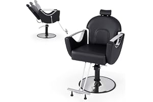COSTWAY Frisörstol, 360° roterbar, höjdjusterbar, frisörfåtölj med nackstöd och hydraulpump, belastbar upp till 150 kg, barberstol, tatueringsutrustning