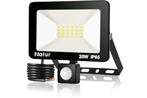 BAPRO 20W Projecteur LED détecteur de mouvement, Blanc Chaud(3000K) spot led exterieur avec detecteur IP65 lampe de sécurité idéal pour éclairage public, garage, couloir, jardin