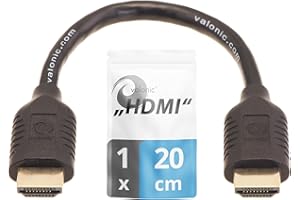 valonic cavo hdmi corto, 20 cm - HDR, ARC, High Speed 4k Ultra HD - per TV, PC, PS5, Monitor - maschio maschio, nero, 0,2m