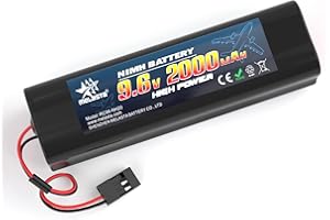 melasta 9.6V 2000mAh NiMH RC Receiver Battery with Hitec Connectors, Rechargeable Battery Pack Compatible with Futaba RC Receivers Airplanes Aircrafts