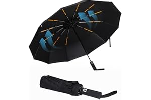 Giyaluzw Regenschirm Sturmfest Taschenschirm Automatik mit 12 Doppelrippen Umbrella Windproof Faltschirm Doppler Regenschirm Schwarz für Damen und Herren