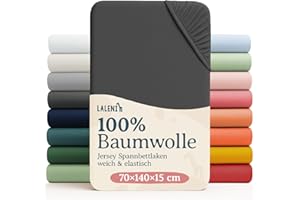 ‎LALENI Laleni Jersey Spannbettlaken für 70x140 cm Babybett - Oeko-TEX zertifiziertes 100% Baumwolle Bettlaken in Anthrazit
