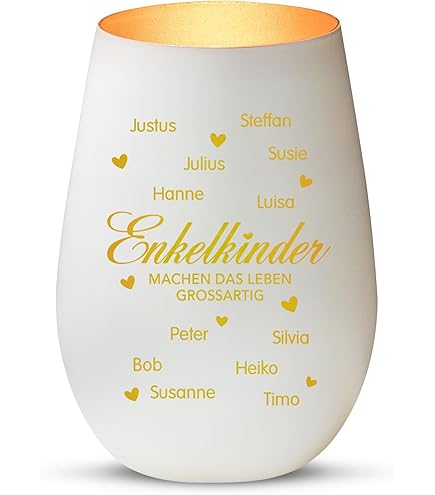 Personalisiertes Windlicht 'We Are Family' Mit Namensgravur - Weiß/Silber