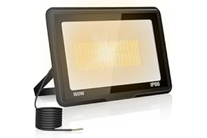 toobettp Faretto LED da Esterno 150W, Faro Led Esterno 15000LM 3000K Bianco Caldo Faretti Led IP66 Impermeabile per Giardino Garage Parcheggio Cortile