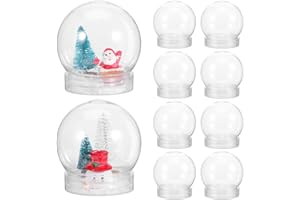 VEEMOON Plastic Snow Globes for Crafts, 10 Pcs Diy Snow Globe Plastic Clear With Screw Off Cap 4 Inch Cookies Jar Diy Crafts Christmas Fairy Lights Plants Flower Valentine Home Decoration
