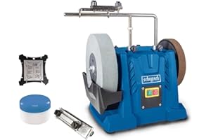 Scheppach sistema di affilatura ad acqua Tiger 7000s (Mola ad acqua con motore a induzione da 200 W, mola in corindone pregiato 250 × 50 mm grana 220 | incl. dispositivo universale)