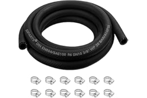 SIPARTS 10mm Fuel Line Set, 10Ft 2/5 Inch Inner Diameter, 3 Meter Fuel Pipe with 12 Hose Clamps, Suitable for Trucks, Cars, Tractors and Small Engines