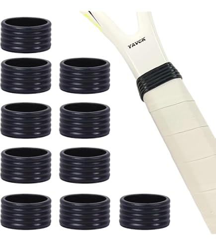 Anello per impugnatura per racchetta da tennis in silicone Chiusura con impugnatura Fascia in gomma che assorbe il sudore Maniglia fissa estensibile Accessori da tennis  18