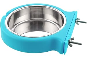 MOACC Crate Dog Bowl, Removable Stainless Steel Hanging Pet Cage Bowl Food & Water Feeder Coop Cup for Cat, Puppy, Birds, Rats, Guinea Pigs, 800ml, Blue