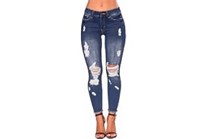 Uusollecy Damskie skinny jeansy z dziurkami