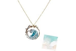 CQMXW Ensemble de bijoux Ocean Oath, argent S925 plaqué or 14 carats, zircone, bague, pendentif, collier, boucles d'oreilles, ensemble de bijoux vagues de la mer bleue, cadeau de bijoux