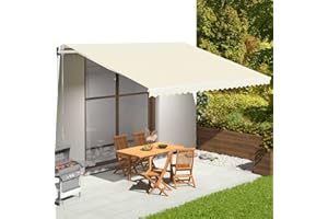 puraday Markisen Ersatzstoff 5x3,5 m Markisenbespannung Creme Markiesenstoff Wasserdicht Polyester mit PU-Beschichtung
