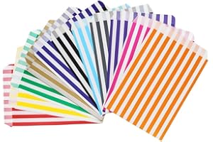 EZKART 5x7" Pack of 100 Assorted Striped Paper Sweet Bags Ideal for Any Occasion & can be used as Party, Candy, Sweet, Gift, Popcorn, Small Paper bags (Mixed, 5x7-100 Bags)