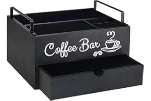 LEARNLYRICS Organizzatore per stazione caffè - Organizzatore per caffè in legno, Organizzatore per stazione bar | Organizer per per bar in legno, organizer per bar, ripiano per organizer per bar per con