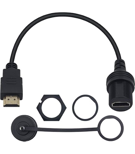 Batige Prolunga USB E HDMI Con Pannello A Incasso Per Cruscotto – Cavo 0,9m Con Presa HDMI E AUX, Impermeabile Per Auto, Moto, Barca