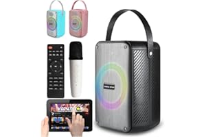 Vocal-Star FUNK" przenośna maszyna do karaoke, głośny głośnik 60 W z efektami świetlnymi, bezprzewodowy mikrofon, zmieniacz głosu i efekty dźwiękowe, zabawa dla dorosłych i dzieci (czarna)