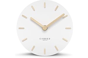 ‎CANDER BERLIN Cander Berlin MNU 2515 F Tischuhr lautlos ohne Ticken 15 cm analog batteriebetrieben weiß MDF Holz-Zeiger
