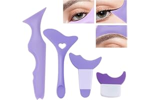 Kinretixia® Lot de 4 pochoirs tout-en-un pour eye-liner, pointe ailée, fard à paupières et eye-liner, plaque déviante en silicone, eyeliner défini