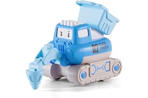 Lokorus Press Inertia Power Toy Cars for Kids Aged 3 and Above,Push and Go Engineering Vehicle Toy, for Boys Girls (Blue pile driver)