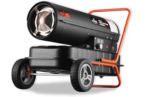 Generatore aria calda a diesel FUXTEC DH116 - Termoventilatore a gasolio potenza termica di riscaldamento 30 kW, serbatoio 38L(13h), accensione elettrica, termostato regolabile.