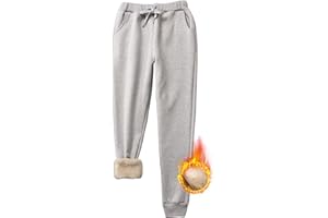 Joligiao Pantalon de Jogging en Polaire Femmes Chaud Pantalon de Sport avec Poches Chaud Pantalon de Survêtement Lounge Training Fitness Pants de Cordon de Serrage Sweatpants d'hiver