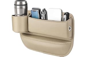 Convitex Car Seat Gap Filler Leather Car Organizer Box Front Seats Pocket and Storages Automotive Accessories - Adjustable Gap Filler with Cup Holder for Drink, Phones, Glasses, Keys, Cards