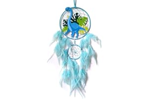 Donko Dinosaur Dream Catcher Blue Dream Catcher for Boys Girls Bedroom Accessories Handmade Feather Dreamcatcher Ornaments for Bedroom Kids Wall Hanging Blessing GIfts