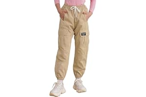 Kaerm Pantalon Cargo Fille Jogging Jean Mode avec Multi-Poches Taille Élastique 3-16 Ans